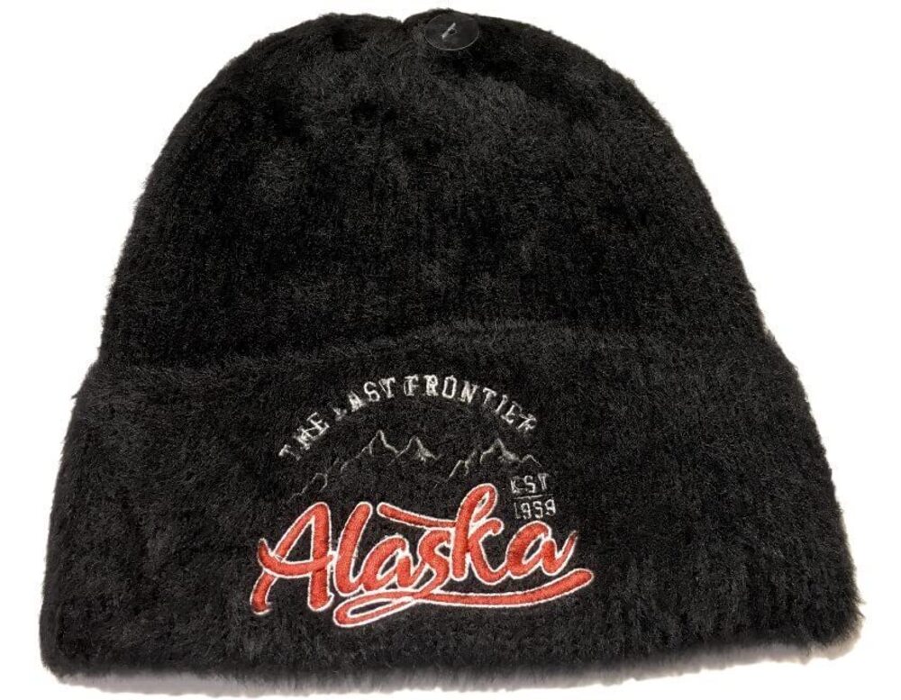 9871 Alaska Beanie Hat Quality Embroidered Patch Black Chenille